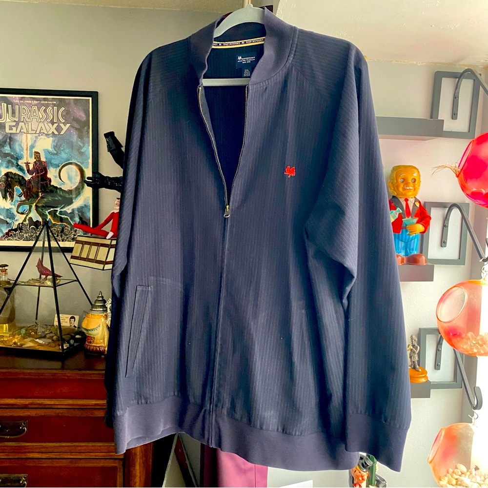 Dap-Rugget black pin striped zip up jacket, men’s 2XL